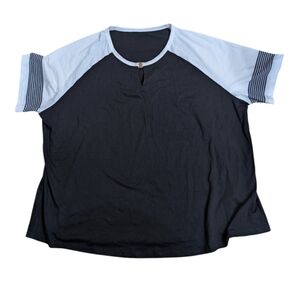 Casual Black and Light Blue Raglan Tee